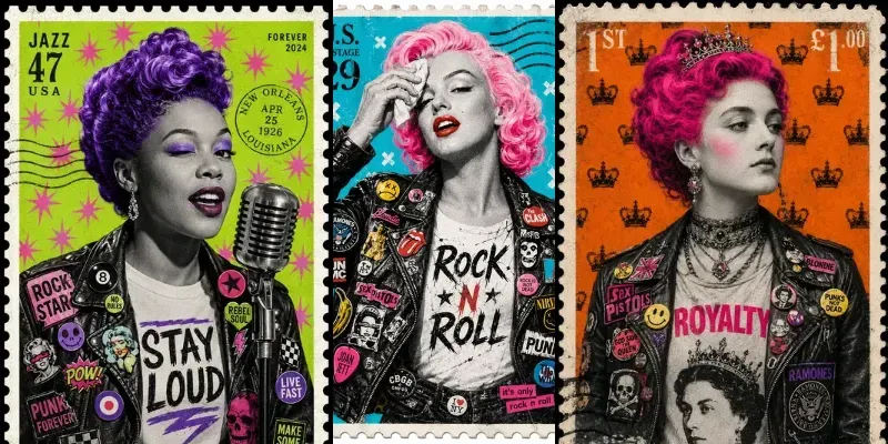 Punk Pop Art Stamp Portraits generated by undefined