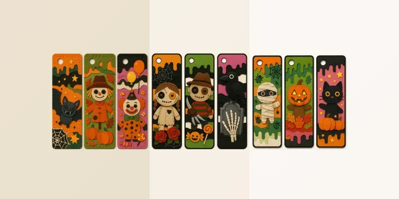 Creepy Cute Halloween Bookmarks Clipart generated by undefined