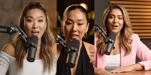 Female Podcast Studio Videos generated by veo