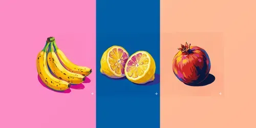 Bold Pop Art Gouache Fruit Botanicals generated by gemini-image