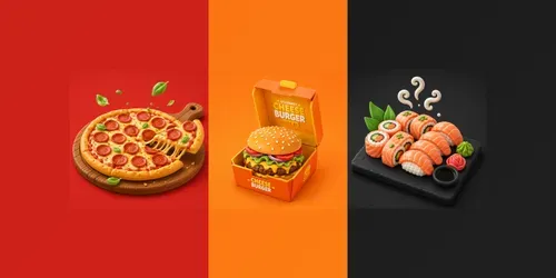 3D Food Delivery App Visual Assets generated by chatgpt-image