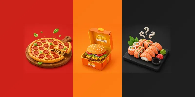 3D Food Delivery App Visual Assets generated by undefined