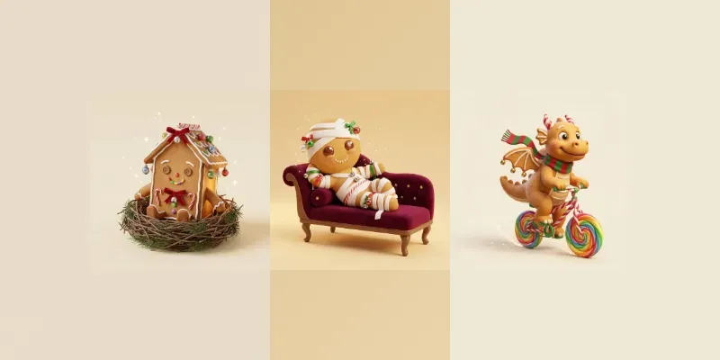 Whimsical 3D Gingerbread Characters generated by undefined