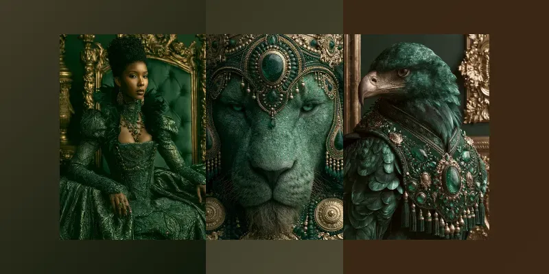 Emerald Gold Luxury Portraits generated by undefined