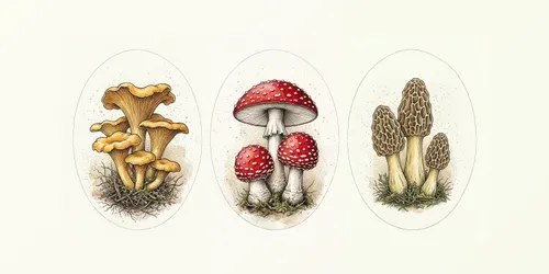Vintage Botanical Mushroom Oval Art generated by gemini-image