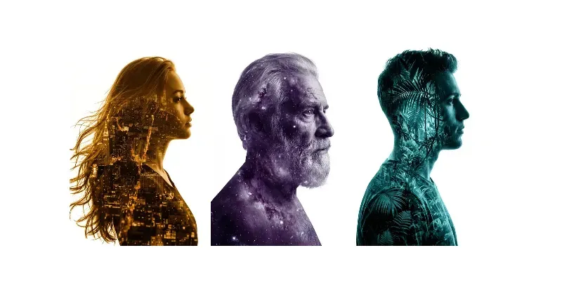 Double Exposure Profile Portraits generated by undefined