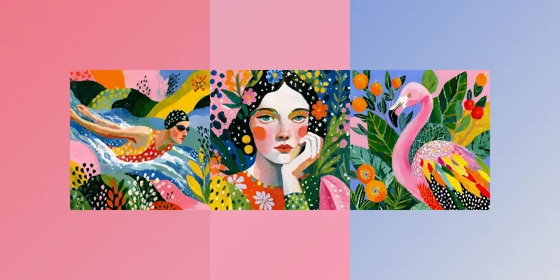 Maximalist Floral Portrait Art generated by undefined