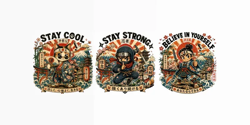 Japanese Retro Mascot Tshirts generated by undefined