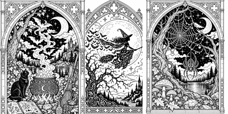Gothic Arch Halloween Coloring Pages