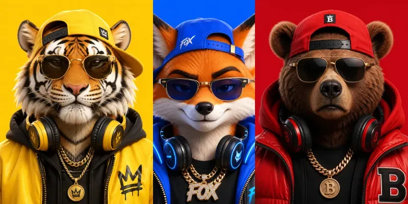3D Music Artist Animal Avatars generated by undefined