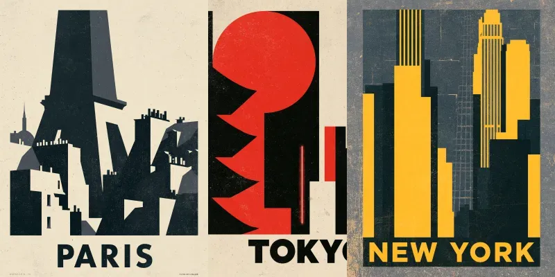 Bauhaus Minimalist Travel Posters generated by undefined
