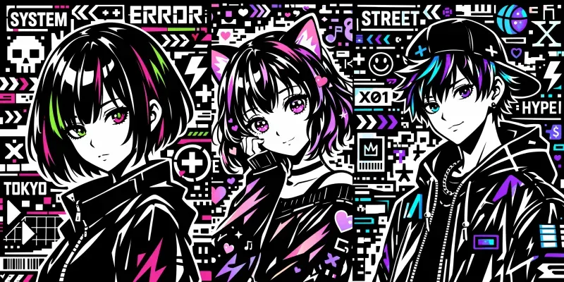 Bold Noir Anime Posters generated by undefined