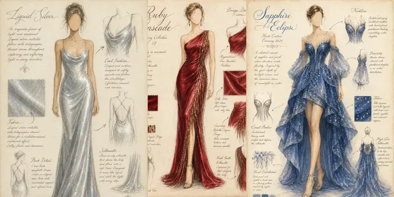 Vintage Fashion Gown Sketches generated by undefined