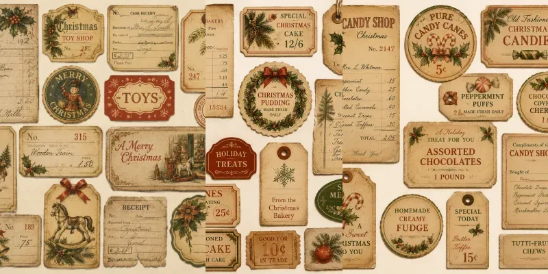 Vintage Christmas Receipt Ephemera generated by undefined