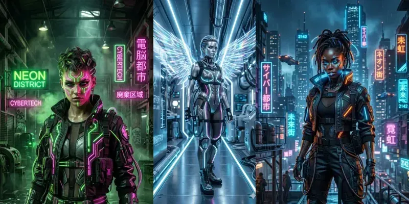 Cyberpunk Neon Fashion Photography generated by undefined