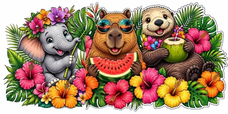 Tropical Summer Animals Vector Mascots generated by undefined