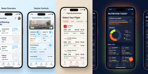 Mobile App UI UX Design Layouts generated by gemini-image