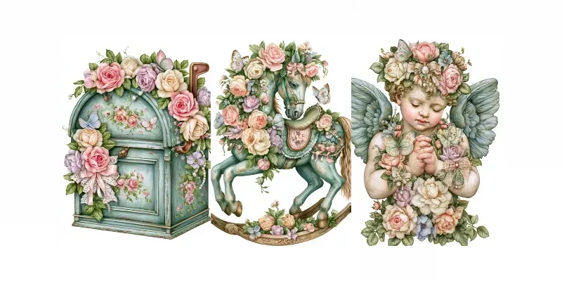 Embraces Of Butterflies And Roses generated by undefined