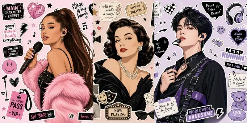 Fashion Sticker Board Portraits generated by undefined
