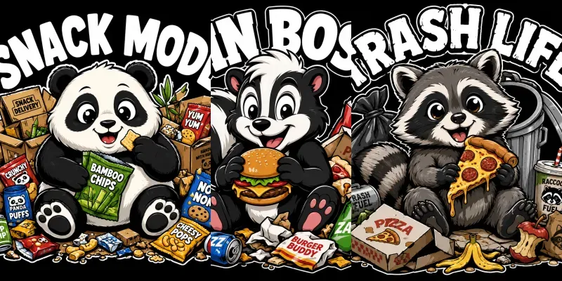 Cute Trash Animal Mascot Tshirts generated by undefined