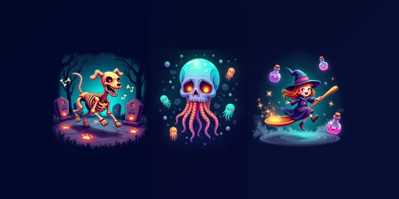 Spooky Cartoon Character Scenes generated by undefined