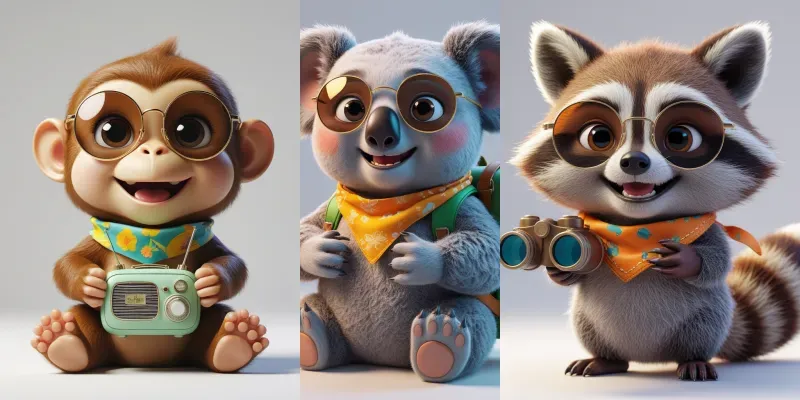 3D Cute Animals Little Travelers generated by undefined