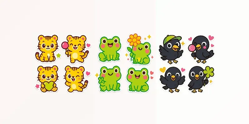 Cute Sticker Characters Vibrant Sets generated by undefined