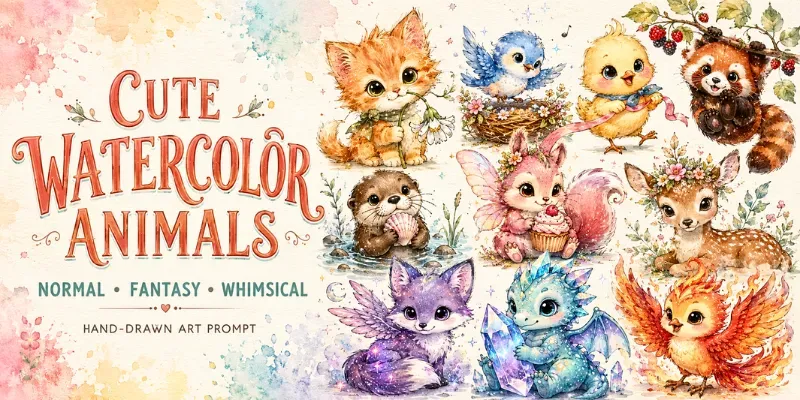 Cute Whimsical Animal Watercolor Stickers generated by undefined