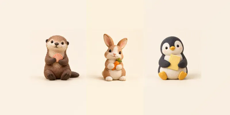 Tiny Clay Animal Desk Mascots