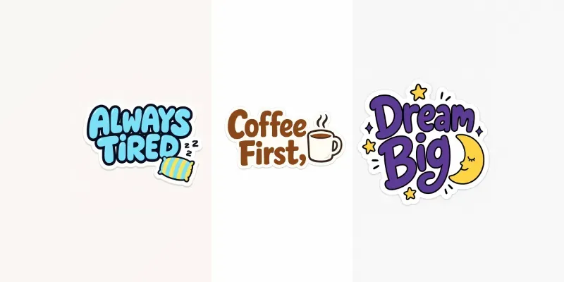 Minimal Text Sticker Designs
