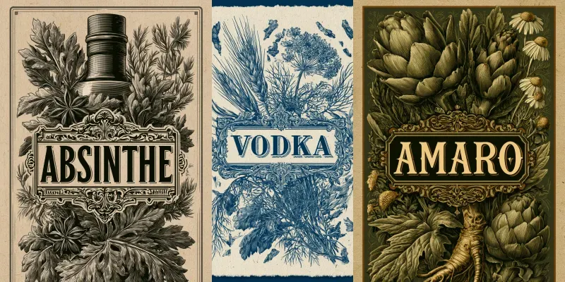 Vintage Botanical Spirits Labels generated by undefined