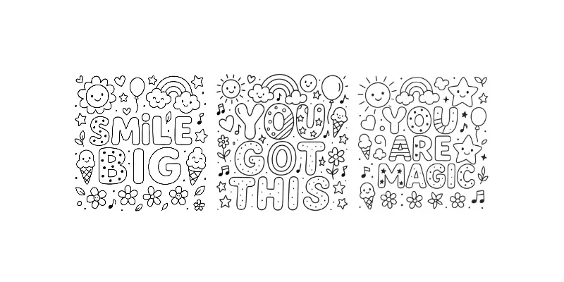 Cute Motivational Text Coloring Pages generated by undefined