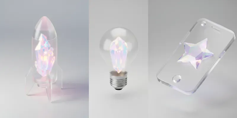 3D Frosted Glass Isometric Icons generated by undefined