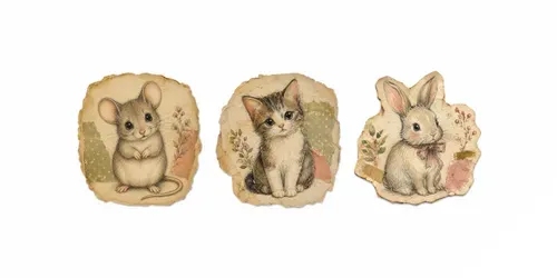 Hand Drawn Cute Animal Ephemera generated by chatgpt-image