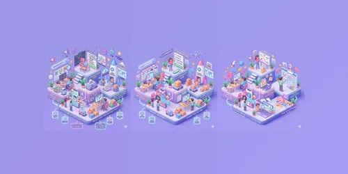 3D Isometric Social Media Illustrations generated by gemini-image