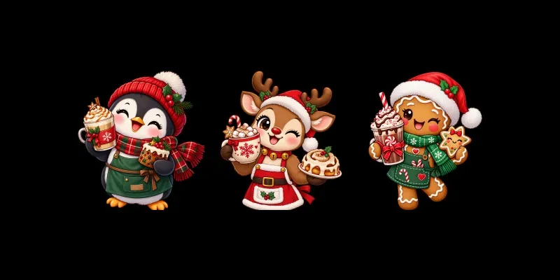 Cute Christmas Coffee Shop Cliparts generated by undefined