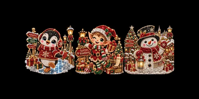 Luxury Rhinestone Christmas Characters