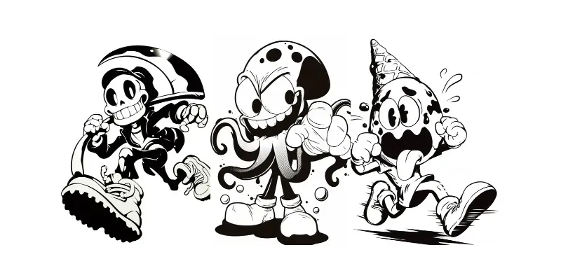 Logo Mascot Retro Characters 90s