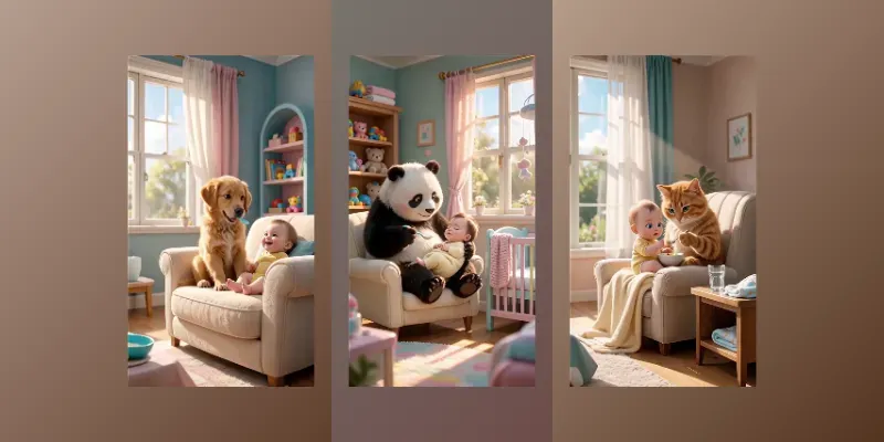 Magical Animal Feeding Baby Scenes generated by undefined