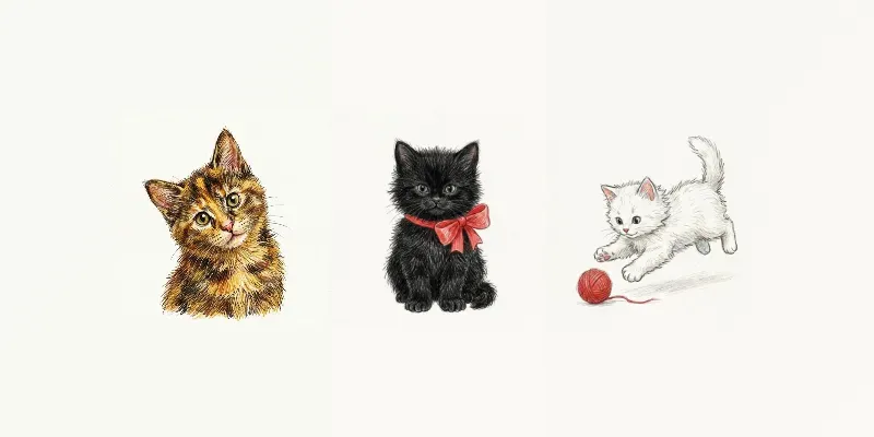 Colored Pencil Kitten Illustrations generated by undefined