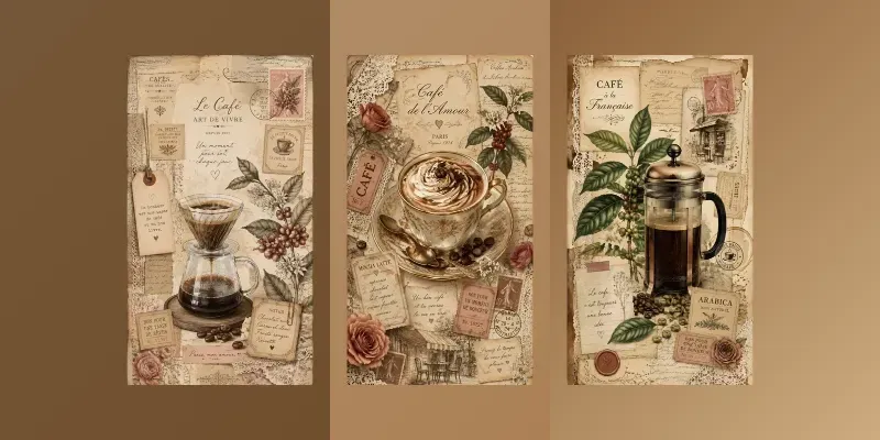 Romantic Coffee Junk Journal Ephemera generated by undefined