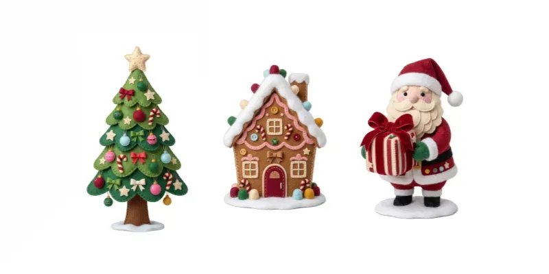 Cozy Felt Cute Colorful Christmas Cliparts generated by undefined