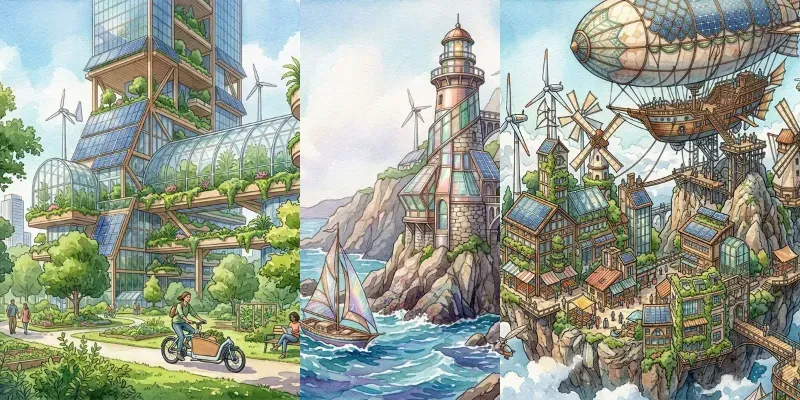 Pro Solarpunk Ultra HD Watercolors generated by undefined