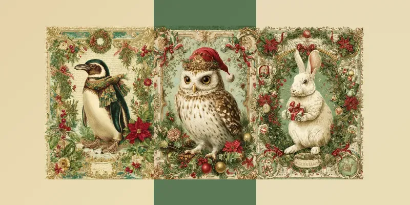 Vintage Christmas Junk Journal Charms generated by undefined