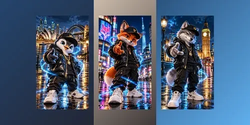 Cosmic Streetwear Animal Characters generated by chatgpt-image