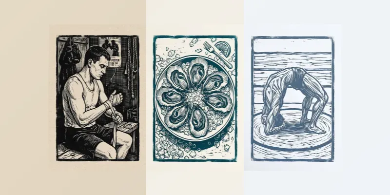 Hand Carved Linocut Relief Print Art generated by undefined