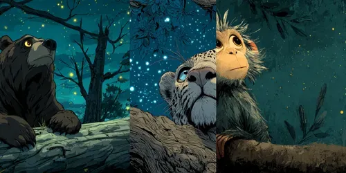 Animals Looking At The Moon generated by midjourney