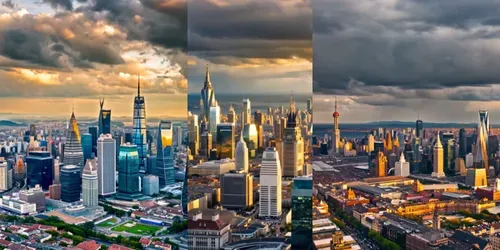 Cinematic Metropolises From Above Cities generated by kling