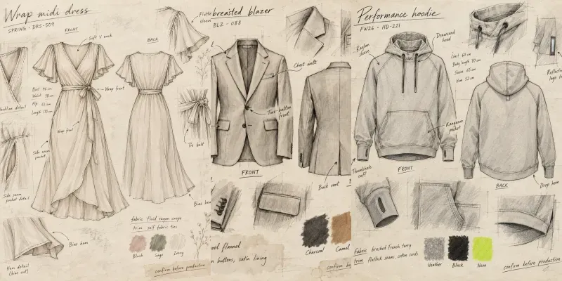 Garment Tech Pack Sketchbook Sheets