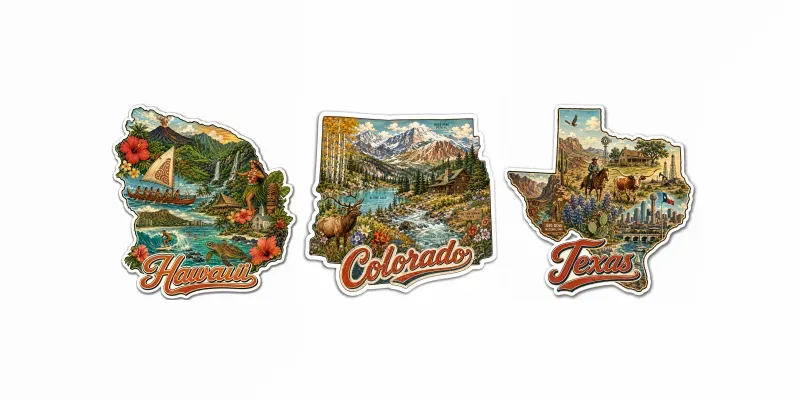 Vintage State Map Souvenir Stickers generated by undefined
